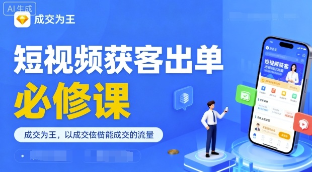 短视频获客出单必修课，成交为王，以成交为导向，直接做能成交的流量-顺彩轻创-资源网-最新项目分享网