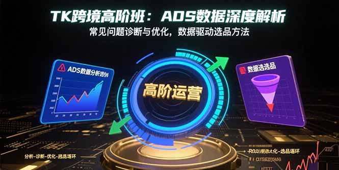 TK跨境高阶班：ADS数据深度解析，常见问题诊断与优化，数据驱动选品方法-顺彩轻创-资源网-最新项目分享网