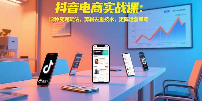 抖音电商实战课：12种变现玩法，剪辑去重技术，矩阵运营策略-顺彩轻创-资源网-最新项目分享网