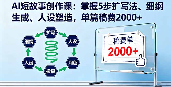 AI短故事创作课：掌握5步扩写法、细纲生成、人设塑造，单篇稿费2000+-顺彩轻创-资源网-最新项目分享网