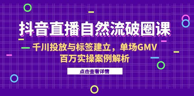 抖音直播自然流破圈课-6月，千川投放与标签建立，单场GMV百万实操案例解析-顺彩轻创-资源网-最新项目分享网